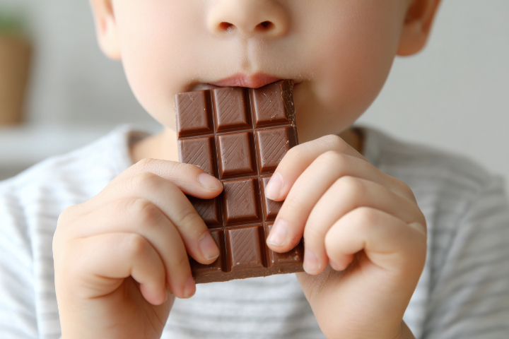 甘いおやつをダラダラ食べ虫歯になる子ども