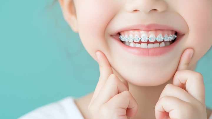 小児矯正の治療中の子ども