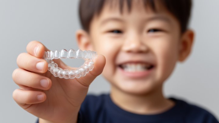 出っ歯を矯正中の子ども